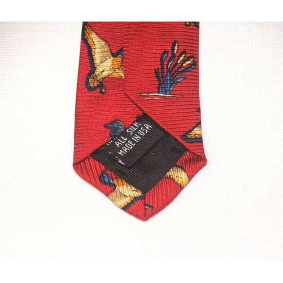Post And Rail Tie Ducks Duck Hunters Necktie Vintage USA Made Silk 3 3/4" x 58" - Picture 6 of 6